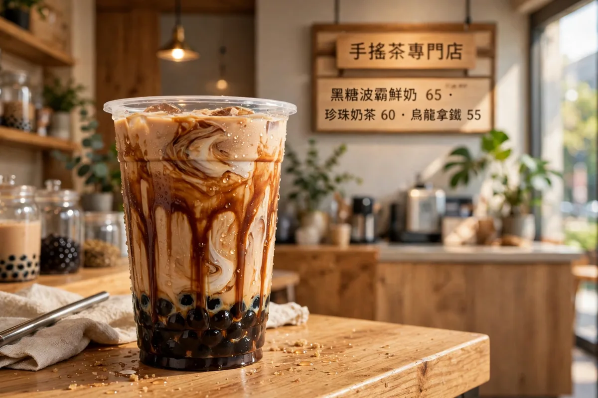 The Alley menu prices 2026 boba milk tea drinks and tiger-stripe cups