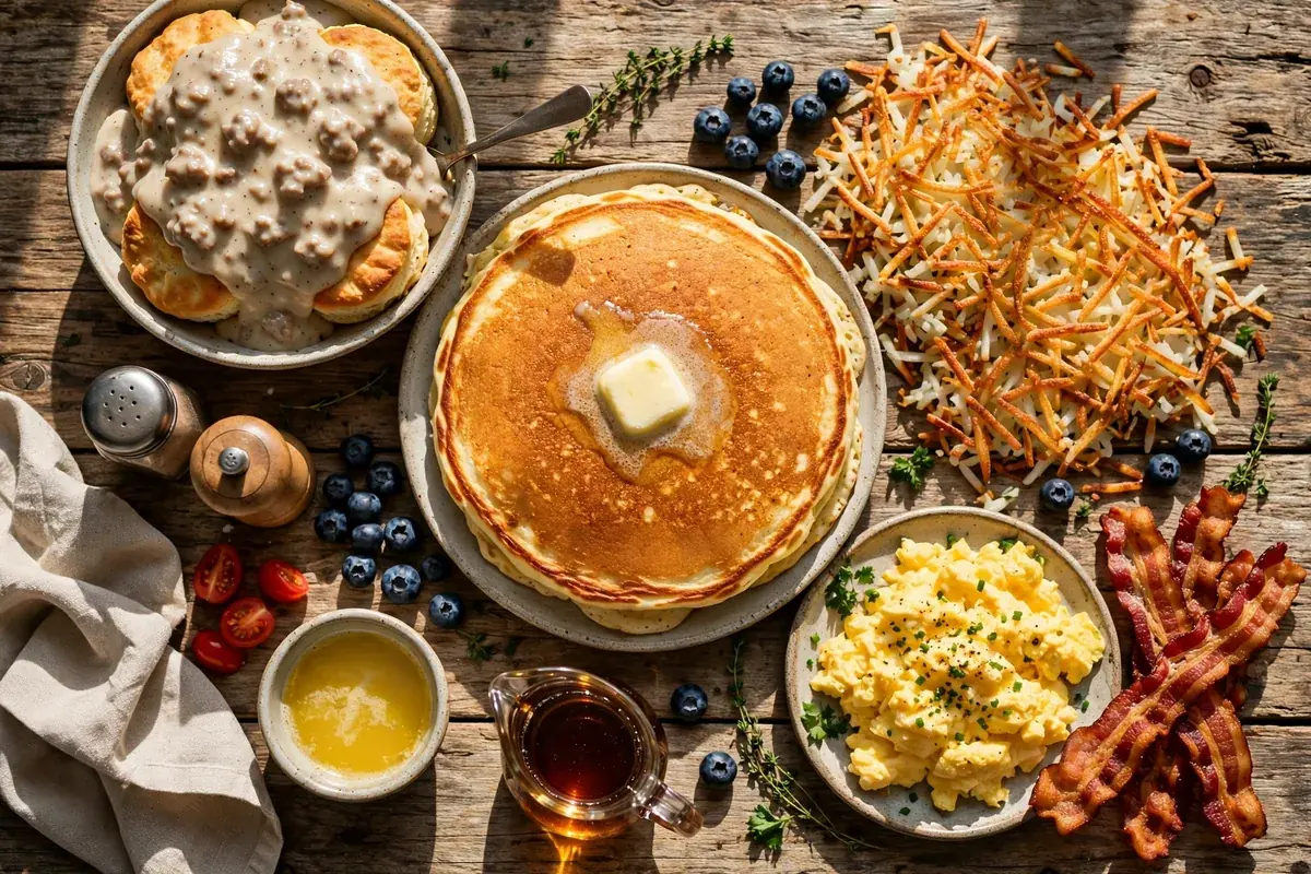 big biscuit menu prices 2026 biscuits and gravy pancakes breakfast spread