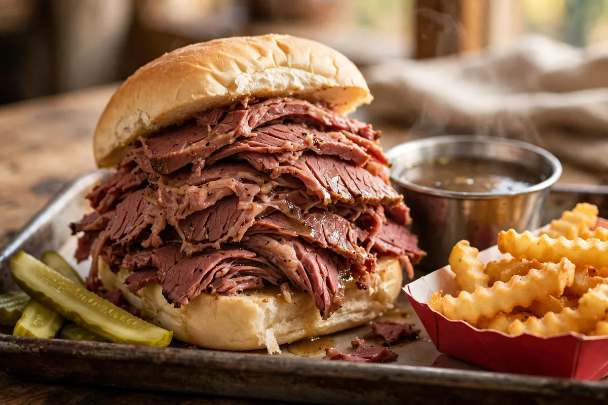 The Hat menu prices 2026 pastrami dip sandwich with fries