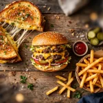 The Melt menu prices 2026 grilled cheese burger and fries meal
