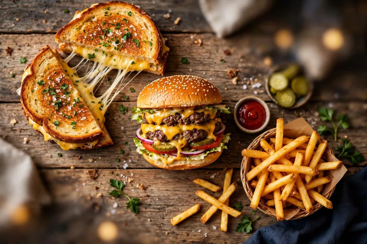 The Melt menu prices 2026 grilled cheese burger and fries meal