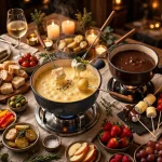 The Melting Pot menu prices 2026 cheese and chocolate fondue spread with dippers