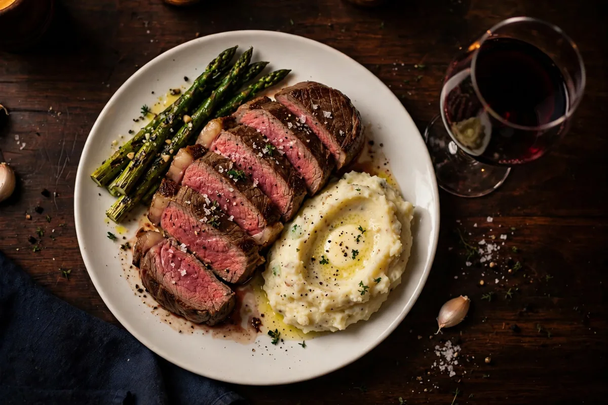 The Palm menu prices 2026 sliced filet mignon with mashed potatoes asparagus and red wine