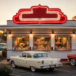 The Varsity drive-in storefront at dusk, The Varsity menu calories guide