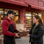 Tiff's Treats storefront with warm cookie delivery