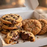 Tiff's Treats menu: warm cookies delivered in a box