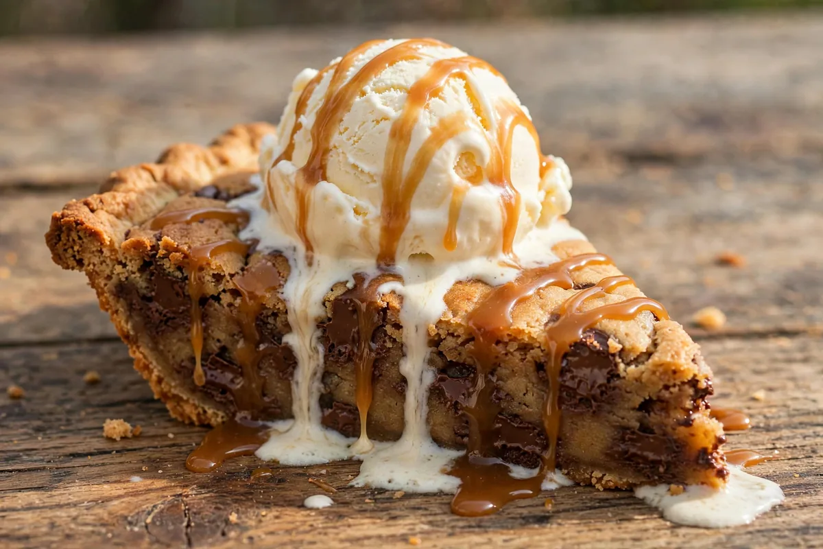 Tiffs Treats secret menu cookie pie a la mode with melting vanilla ice cream