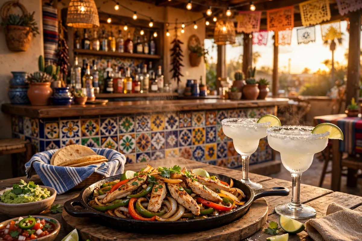 Tin Lizzy's Cantina cantina interior with sizzling fajitas and margaritas
