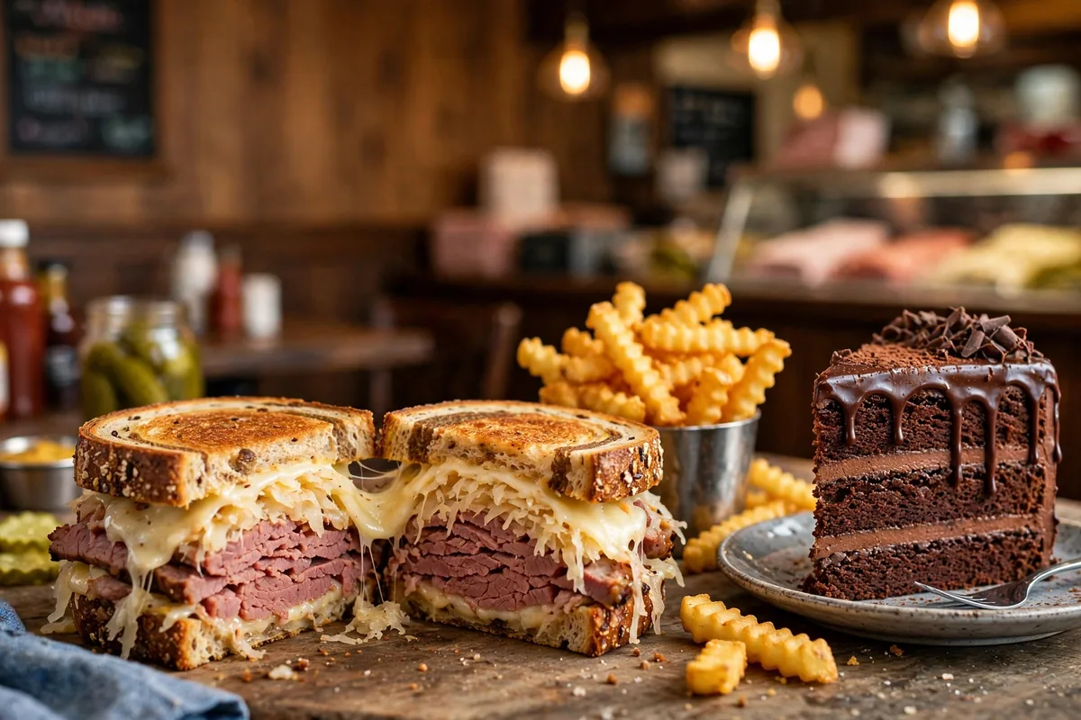TooJay's Deli Reuben sandwich menu prices 2026 with crinkle fries and chocolate layer cake