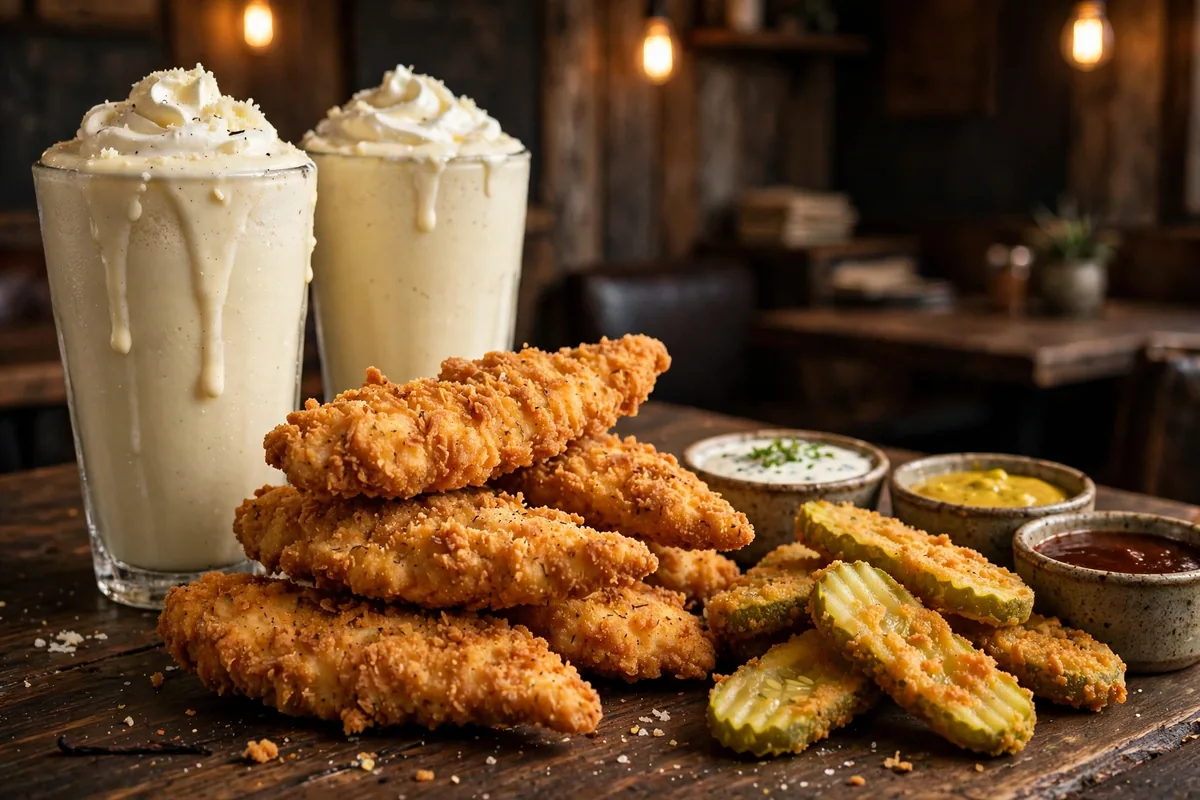 Twisted Root Burger Co menu prices 2026 vanilla custard shakes, chicken tenders and fried pickles