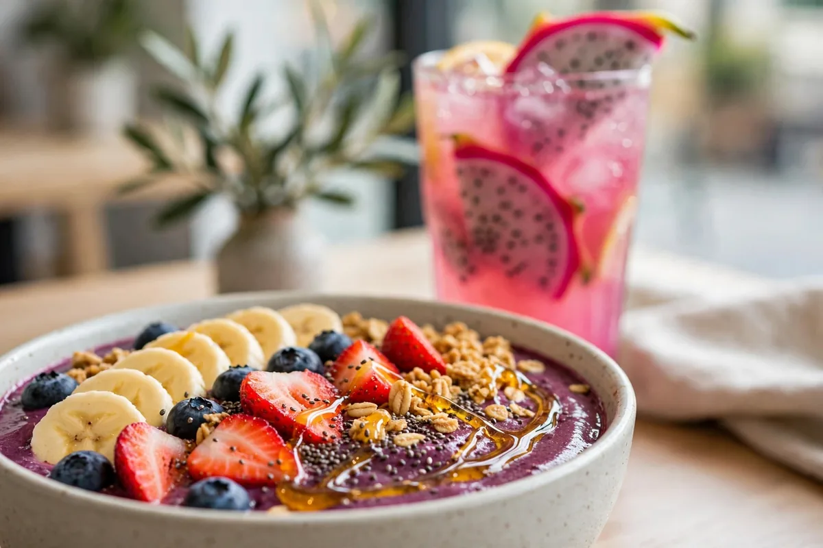 Vale Food Co acai bowl prices and dragon fruit lemonade superfood menu