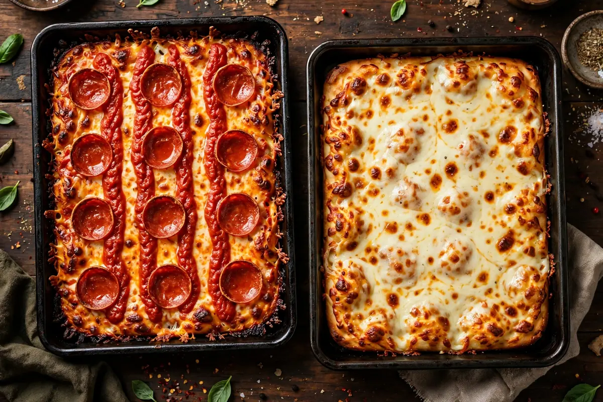 via 313 pizza menu prices 2026 detroit-style square pepperoni and cheese pizzas