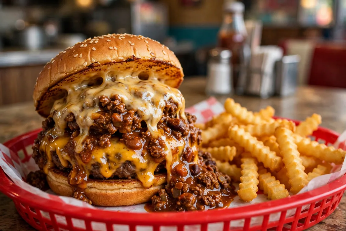 Ward's chili cheeseburger menu prices close up