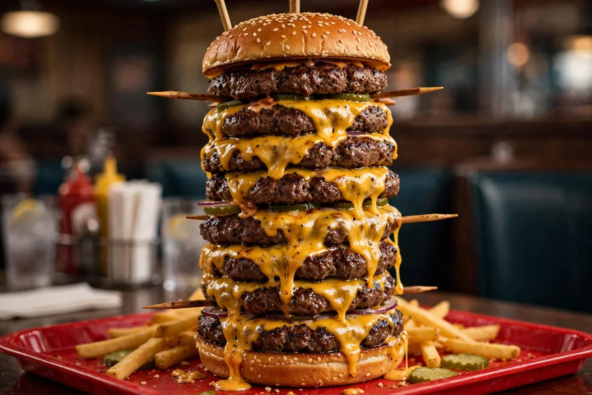 Custom triple patty burger built from a Wayback Burgers secret menu order