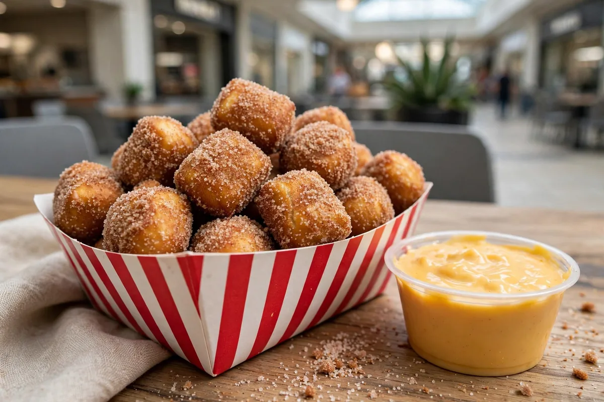 Wetzel's pretzels cinnamon sugar bites calories: sugar-coated pretzel bites with cheese dip
