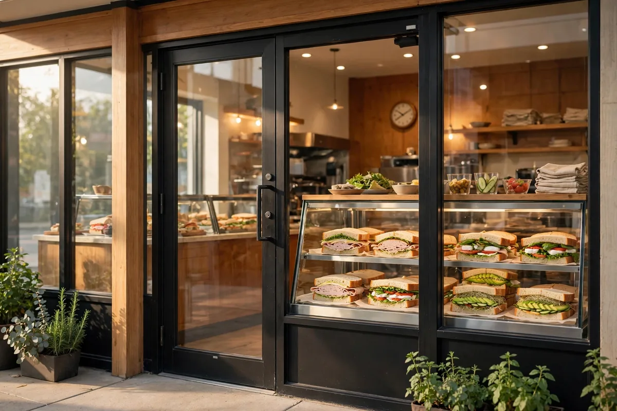Which Wich working hours - sandwich shop storefront in morning light