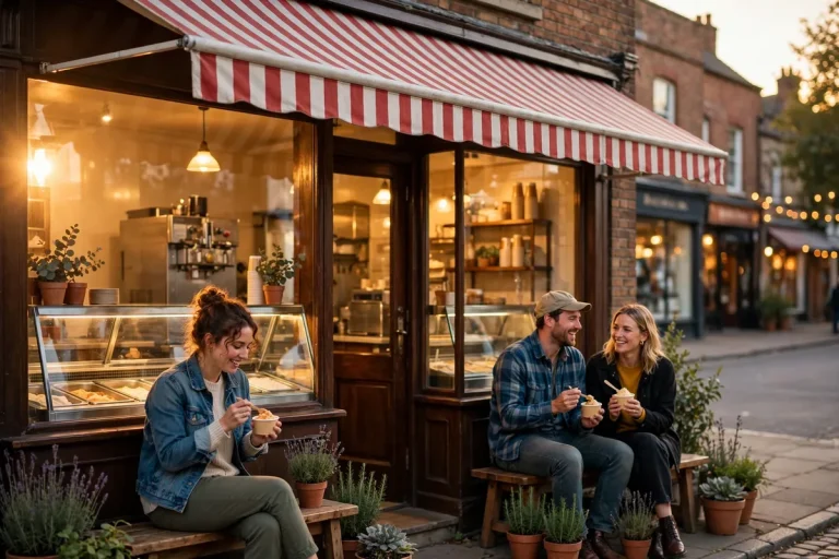 Whit's Frozen Custard working hours storefront at golden hour