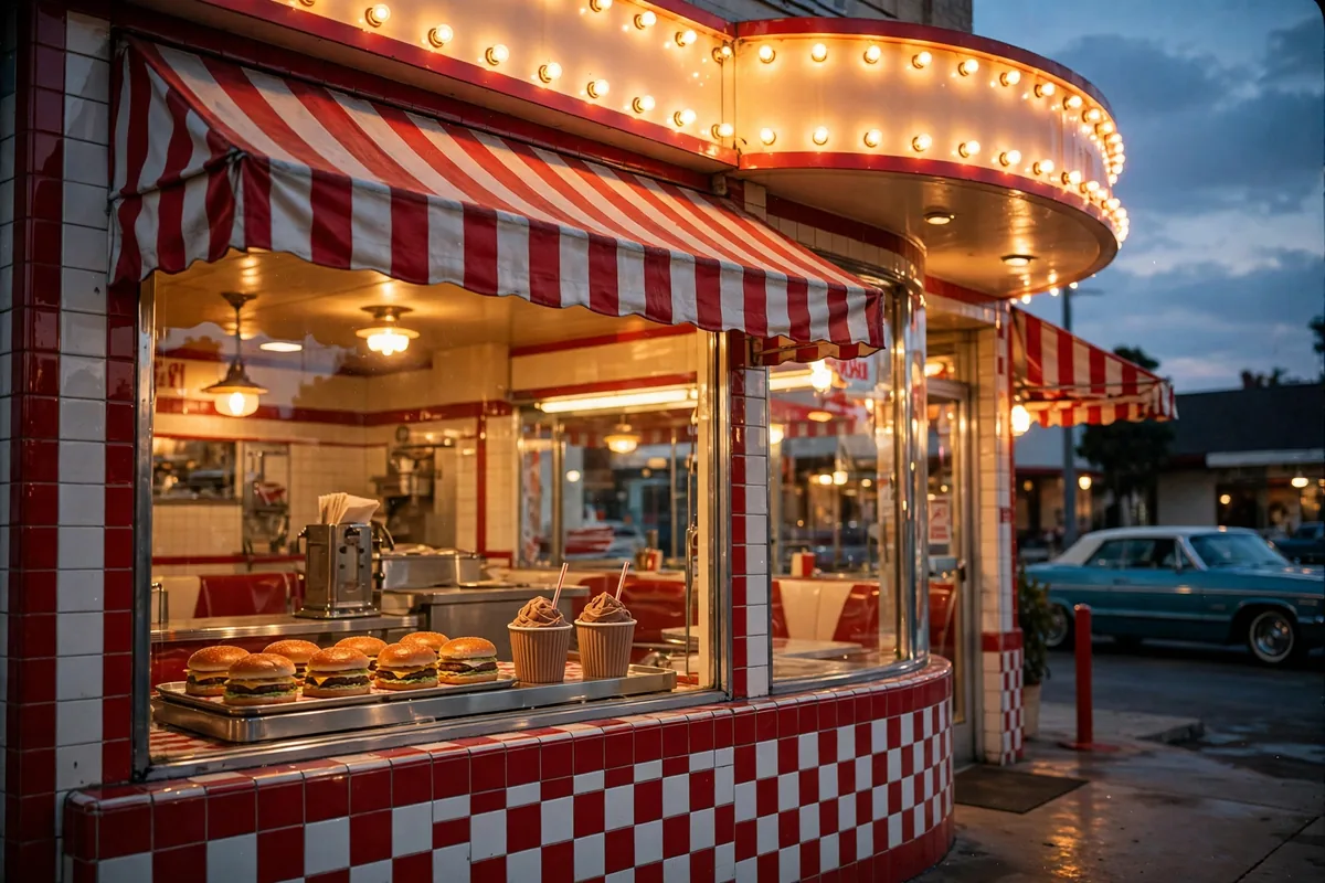 Why Wendy's is called Wendy's - vintage 1969 burger restaurant storefront at dusk