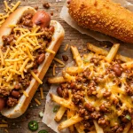 Wienerschnitzel menu - chili cheese dog, corn dog and chili cheese fries