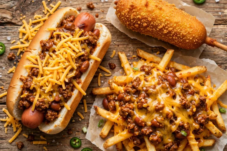Wienerschnitzel menu - chili cheese dog, corn dog and chili cheese fries