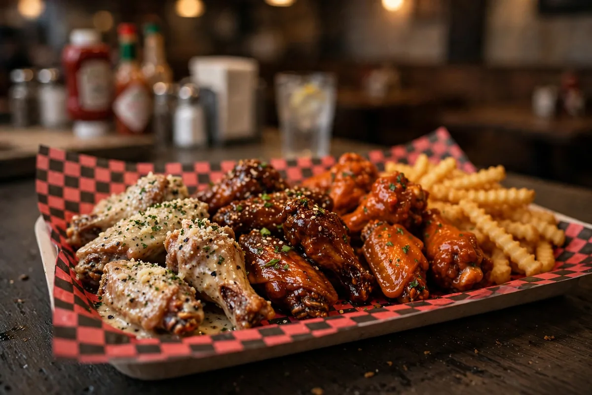 Wings To Go menu prices 2026 buffalo wings close up with dipping sauces