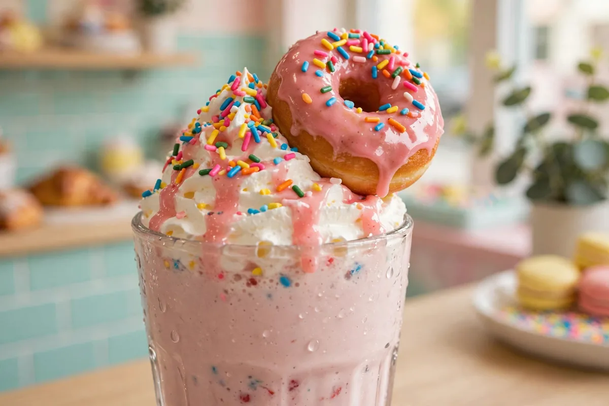 Yonutz SMASHED milkshake topped with a mini donut