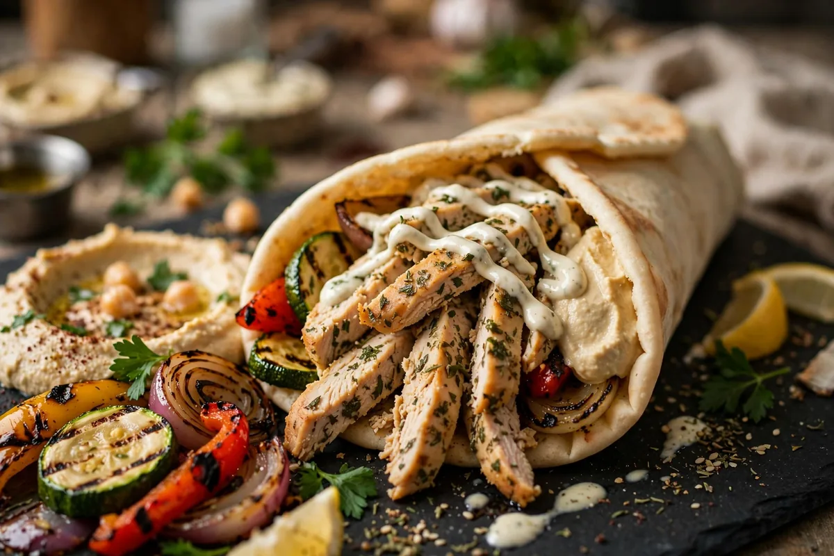 Zankou Chicken menu prices: chicken tarna wrap with garlic sauce at the counter