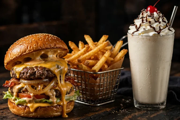 Zombie Burger menu prices 2026: gourmet burger, fries and milkshake
