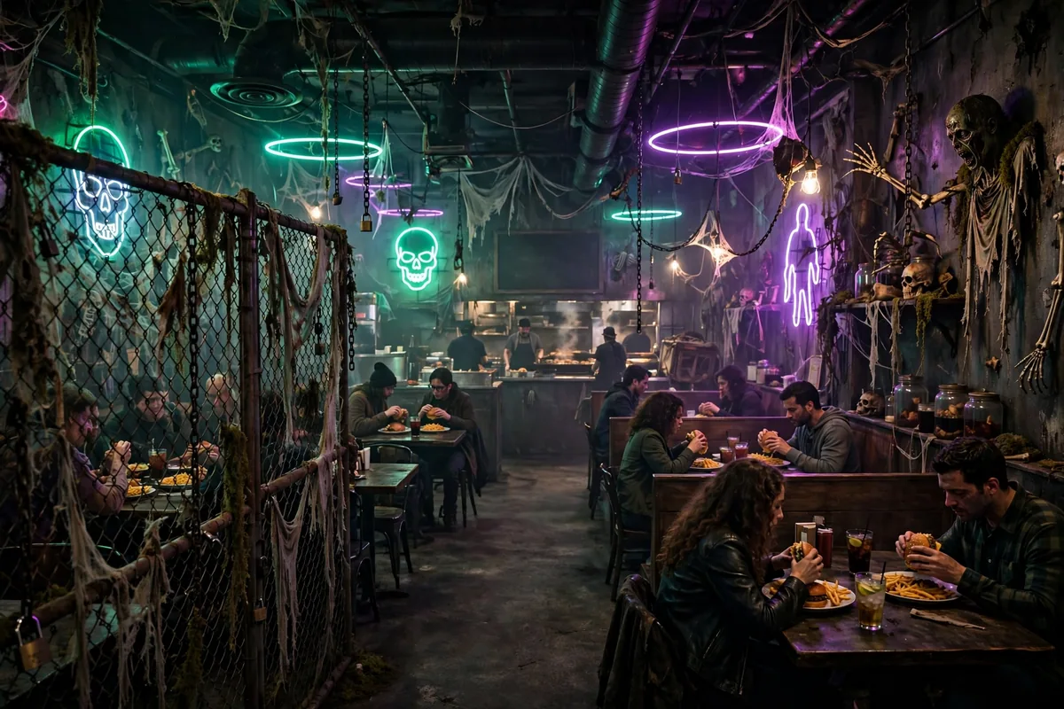 Zombie Burger Des Moines restaurant interior and menu prices